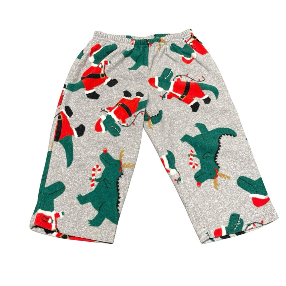 Carter's Just One You Boys Santa Dinosaur Fleece Pajama Pants 18M EUC
